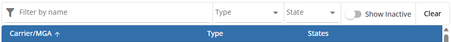 Carrier List Filters Carrier List Filters